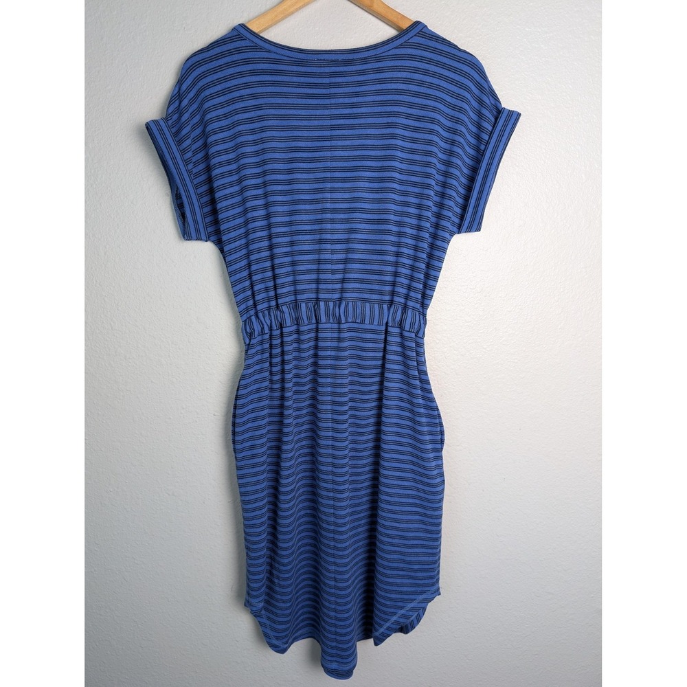 T By Talbots Dress Womens M Blue Midi T Shirt Dress Striped Scoop Neck - Picture 8 of 9